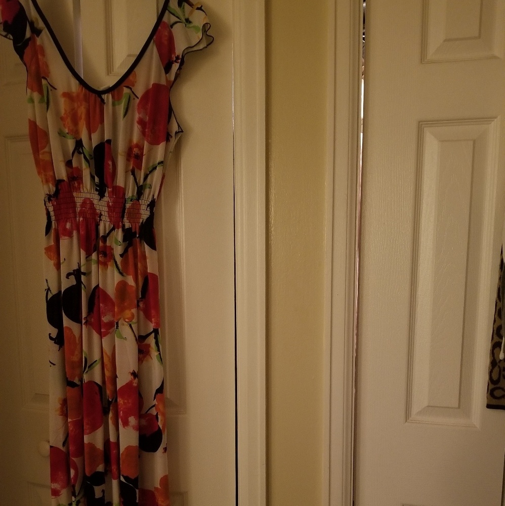 Long white colorful dress